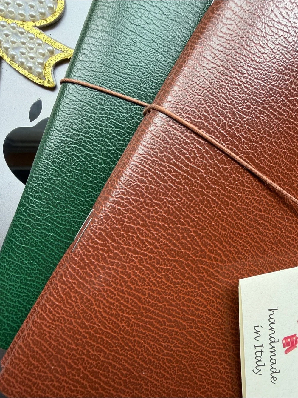 Bieffe Set of 6 Handmade Italian Notebooks - Dark Green & Red